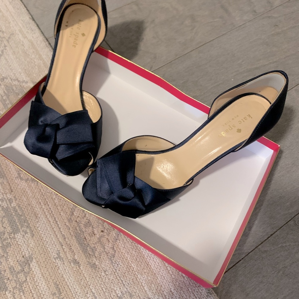 Kate Spade Sala peep toe 8.5 Midnight Blue Navy